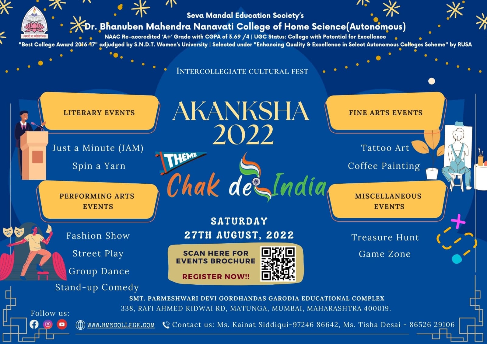 Akanksha 2022- Cultural festival - Dr BMN College of Home Science